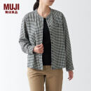 无印良品（MUJI）女式法兰绒 立领衬衫 格子 内搭 衬衣  BCB19C1A 黑色格纹 M