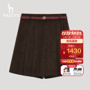 哈吉斯（HAZZYS）女装 2023秋季新款女士前片双褶通勤羊毛短裤ACDSP0ADP39 棕色BW 155/68A 36