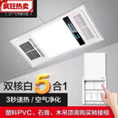 厕所灯暖浴霸卫生间集成吊顶暖风照明排气换气取暖浴室一体机 双核润玉白(按键开关)30*60厘米