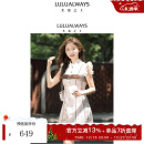 LULUALWAYS【商场同款】秋季新款清新甜美花边拼接无袖连衣裙 米色 M