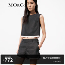 MO&Co.2024夏新品解构无锁边裁剪假两件短款背心上衣MBD2TOP018 深花灰色 M/165
