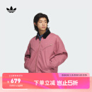 adidas情侣款经典宽松运动保暖翻领棉服外套阿迪达斯官方三叶草 旧红/金 L