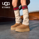 UGG冬季新款女士厚底经典字母袜套高筒靴雪地靴 1144044 CHE | 栗色 37