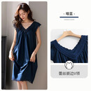 爱慕秋夏睡裙女士睡衣夏季夏天短袖莫代尔薄款连衣裙大红色本命年 A823235暗蓝 L 适合体重100-120斤
