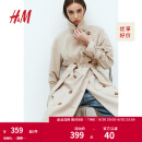 H&M女装风衣2024春季新款舒适双排扣平驳领及踝长袖外套1115204 米色006 160/88