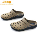 JEEP SPIRIT越南温突包头凉鞋男天然橡胶防滑耐磨沙滩鞋凉拖鞋洞洞鞋软底 卡其黑 【原装进口】 42 【标准码】