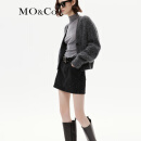 MO&Co.2023冬新品含绵羊毛拉毛短款毛衣外套针织开衫MBC4CAR012 深花灰色 S/160