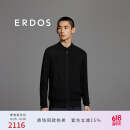 ERDOS 24春夏精纺双层立领翻花开衫修身百搭休闲时尚男针织衫羊毛衫 黑 175/96A/L