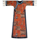 一城风絮庭中花丨仿晚清古董圆领倒大袖如意襟手绣真丝香云纱改良氅衣旗袍 【手绣盘金人物绣】挽袖花色 M