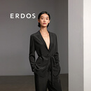 ERDOS 春夏宽松极简干练老钱风修身显瘦职场通勤西服上衣女西装外套 黑 165/88A/L