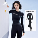 AQUAPLAY防晒衣女士长袖速干冲浪服保守分体游泳衣显瘦遮肚潜水服套装 紫陌纤尘长裤2件套 L(111-120斤)