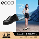 爱步（ECCO）简约百搭厚底乐福鞋女 24年秋季新品英伦厚底牛皮鞋 踪迹220723 黑色22072301001 36