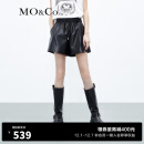 MO&Co.2023秋新品运动风高腰压胶裤脚素皮短裤MBC3SOT003 黑色 M/165