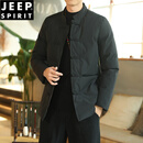 JEEP SPIRIT冬季中国风盘扣唐装棉衣外套男改良中式复古中山装棉服青年休闲服 黑色 XL