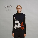 1436珍稀小山羊绒圆领提花手工刺绣女背心 星空蓝 170/92A/XL