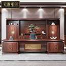 岩谢承阁（YARXCHEG）办公桌老板桌新中式全实木董事长书房办公室总裁桌乌金木大班台 3.6米老板桌