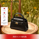 CHARLES&KEITH鳄鱼纹凯莉包手提斜挎婚包包女包生日礼物CK2-50270880-1 Black黑色 S