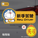 仕马实习期车贴新手上路反光标志汽车磁贴搞笑个性创意磁吸女司机贴纸 猫A款【粘贴款】带粘贴实习贴