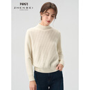 珍贝半高领长袖纯羊绒衫保暖针织打底衫简约纯色冬季新款31088 白色 M （100码）