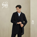 鄂尔多斯1980秋冬 纯羊绒双面呢西装领大衣男双排扣羊绒大衣 1980蓝 2XL 185/104A