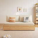 名范沙发床两用伸缩床多功能折叠床小户型客厅卧室两用实木床抽拉床 卡其色【德国进口天然透气面料】 150CM【环保护脊椰棕垫】