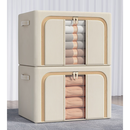 爱佰傢（aibaijia）纯色牛津布钢架收纳箱衣物可折叠收纳盒搬家被子衣服百纳箱家用 米色(单窗) 100L(60*42*40cm)