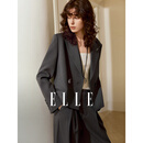 ELLE法式高级感正肩西装女高级感2026春季新款通勤感气质职业西服 深灰（上装） M