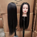 创京懿选美发假发头模练习真发理发学徒剪发练习假人头模型可烫染编发公仔 发黑色+小支架