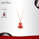 Qeelin麒麟 Wulu 18K玫瑰金钻石红玛瑙葫芦项链 礼物