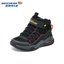Skechers斯凯奇儿童秋冬户外保暖运动鞋男童气垫高帮二棉鞋休闲靴406429L 黑色/红色/BKRD 35