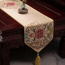 织梦行云桌旗布艺高级感轻奢中国风茶台布家用中式餐桌布长条茶几盖布巾床 琅琊桌旗 淡金色 33*220cm