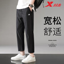 特步运动裤男2024新款冰丝弹力直筒裤子透气梭织裤休闲大码宽松长裤男 黑色 3XL 150-165斤