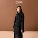 三只小山羊 短赫本 轻奢短款小个子高档外套 双面100纯羊绒女士大衣短外套 黑色 M