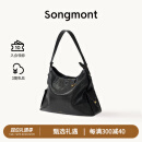 Songmont李娜同款山下有松循迹系列hobo包植鞣牛皮斜挎软包 烟墨黑 中号 现货