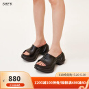 SMFK预售WAVE高跟运动拖鞋SL002B1厚底增高时髦一字拖9.5cm姜珮瑶同款 荒野黑 预售5.31 37