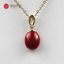 珊盟海饰珊瑚吊坠阿卡蛋面珊瑚18K金镶钻挂坠天然宝石珊瑚项链本命年送礼 阿卡蛋面珊瑚 18K金镶钻吊坠