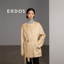 ERDOS 春夏两面穿撞色拼接直身宽松百搭通勤风女羊绒双面毛呢大衣 沙米 155/76A/XS