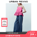 UR【水果系列】2024夏新款女时髦洗水宽腿牛仔长裤UWU840065 蓝色 26