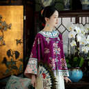 一城风絮秋玉晚妍丨秋款东方简奢风真丝香云纱复古重工满绣对襟清汉女袍褂 紫色满绣对襟袍褂 XS