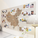 珊野毛毡地图旅行足记打卡照片墙创意背景玄关客厅墙面装饰展示板自粘 浅棕色 120X240cm