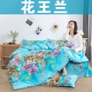 全棉被套单件1.5米学生宿舍180x220x230被罩单双人仿纯色棉四件套 兰 被套+床单200x230cm