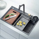 悍高（HIGOLD）哑黑纳米拉伸水槽920267安格斯304不锈钢厨房水池750X470X225 水槽920267+飞雨龙头980194