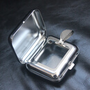 山头林村高档不锈钢口袋烟灰盒便携式烟灰缸随身带盖日式迷你烟缸车载户外 无插烟孔款