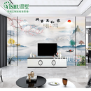 意墅新中式客厅电视岩板背景墙大理石纹山水画瓷砖影视墙家和万事兴 精选款式三 定制：高温微晶亮光岩板/8平方米内