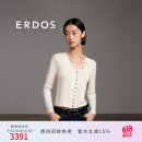 ERDOS 24春夏彩虹扣无染色舒适保暖精致V领修身女开衫羊绒衫 白 175/96A/XXL