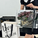 七夕永生玫瑰花手提玫瑰花箱情人节送女友告白求婚生日礼物 乌梅紫酱 38*15*35cm 永生玫瑰花