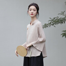 oein棉麻居士禅修服女棉麻唐装女装茶服女禅意文艺中国风中式上衣汉服 卡其上衣 卡其上衣 S 均码