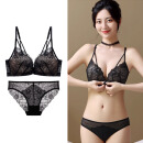爱慕秋夏美背内衣裤夏季薄款女小胸聚拢前扣文胸罩无钢圈套装软支 黑色套装 75/34B