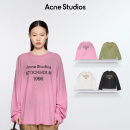 Acne Studios 男女同款 做旧1996印花宽松落肩长袖T恤上衣CL0197 糖果粉色 S