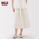 无印良品（MUJI）女式 强捻 抽褶裙 长半身裙女裙子女装25年夏季BE1VEC5S 米白色 S （155/62A）